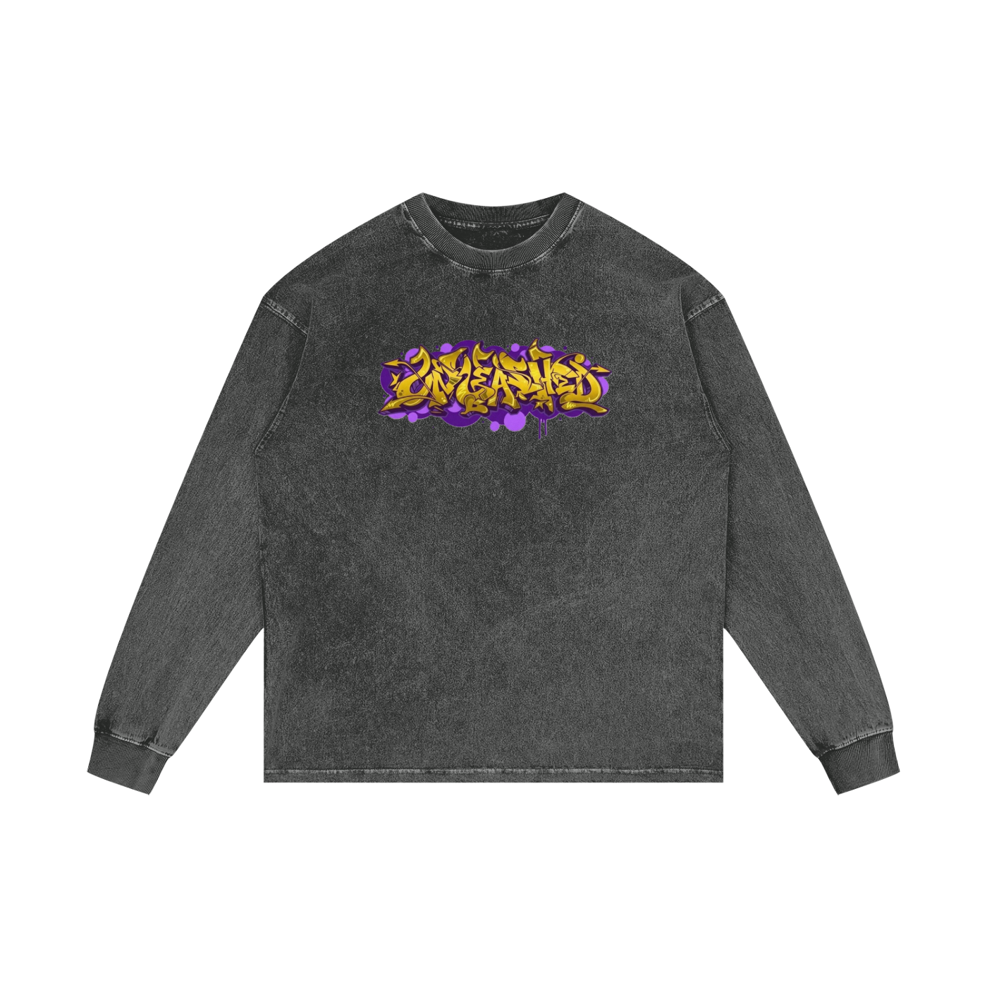 Unleashed Acid Wash Oversize Gold Long Sleeve