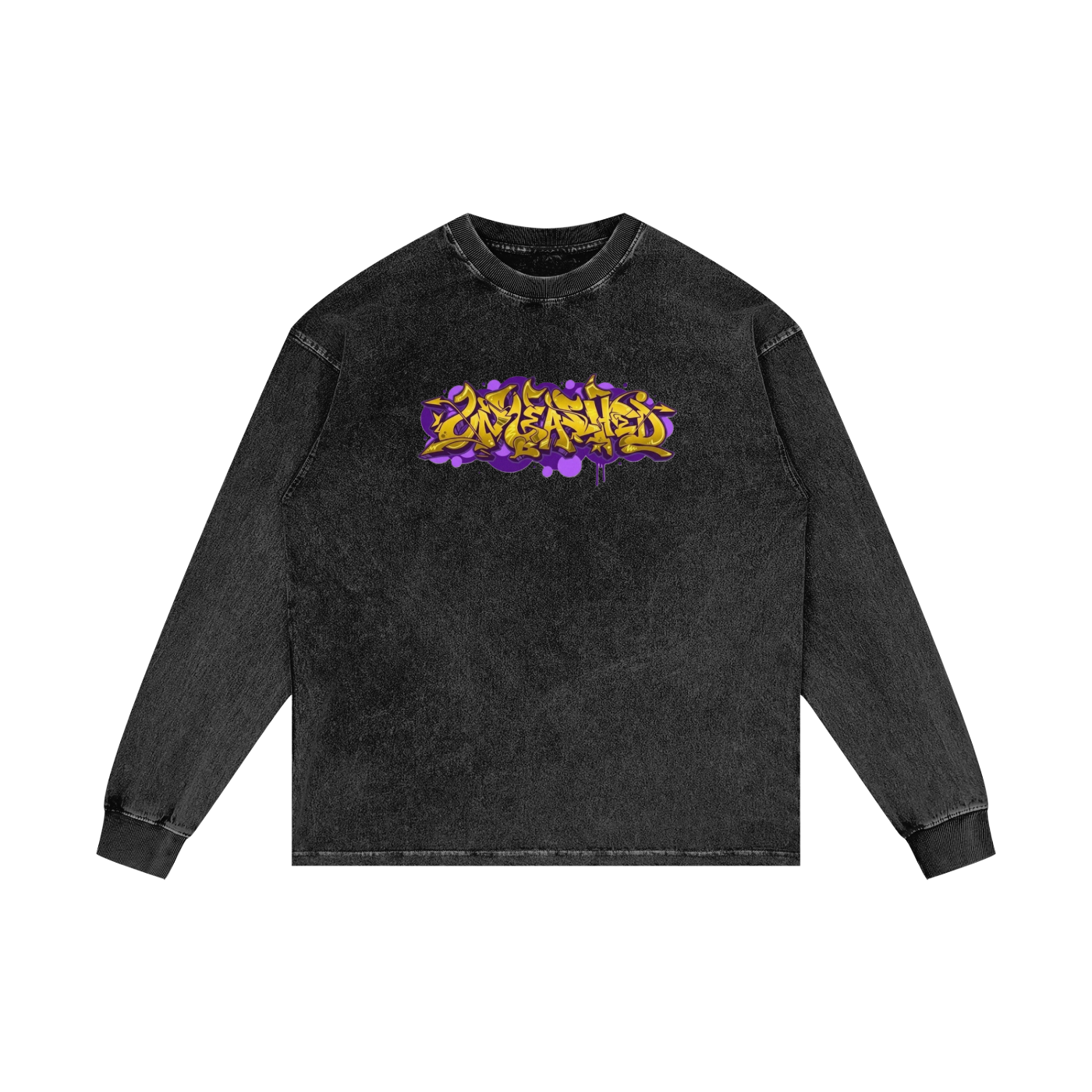 Unleashed Acid Wash Oversize Gold Long Sleeve