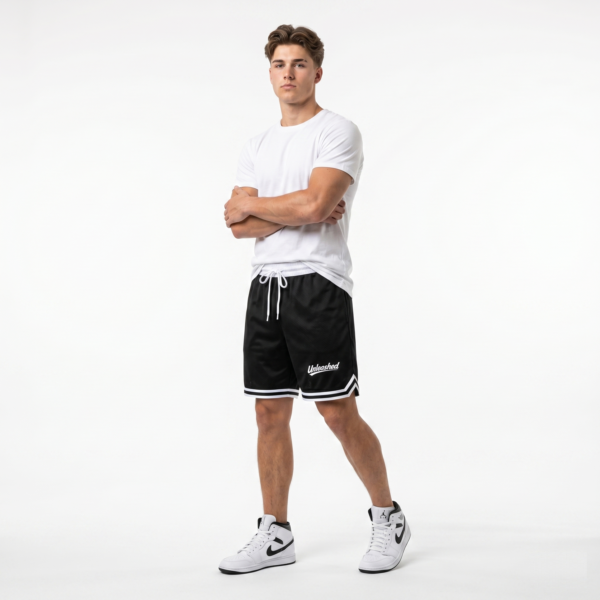 Unleashed Classic Stripe Trim Basketball Shorts