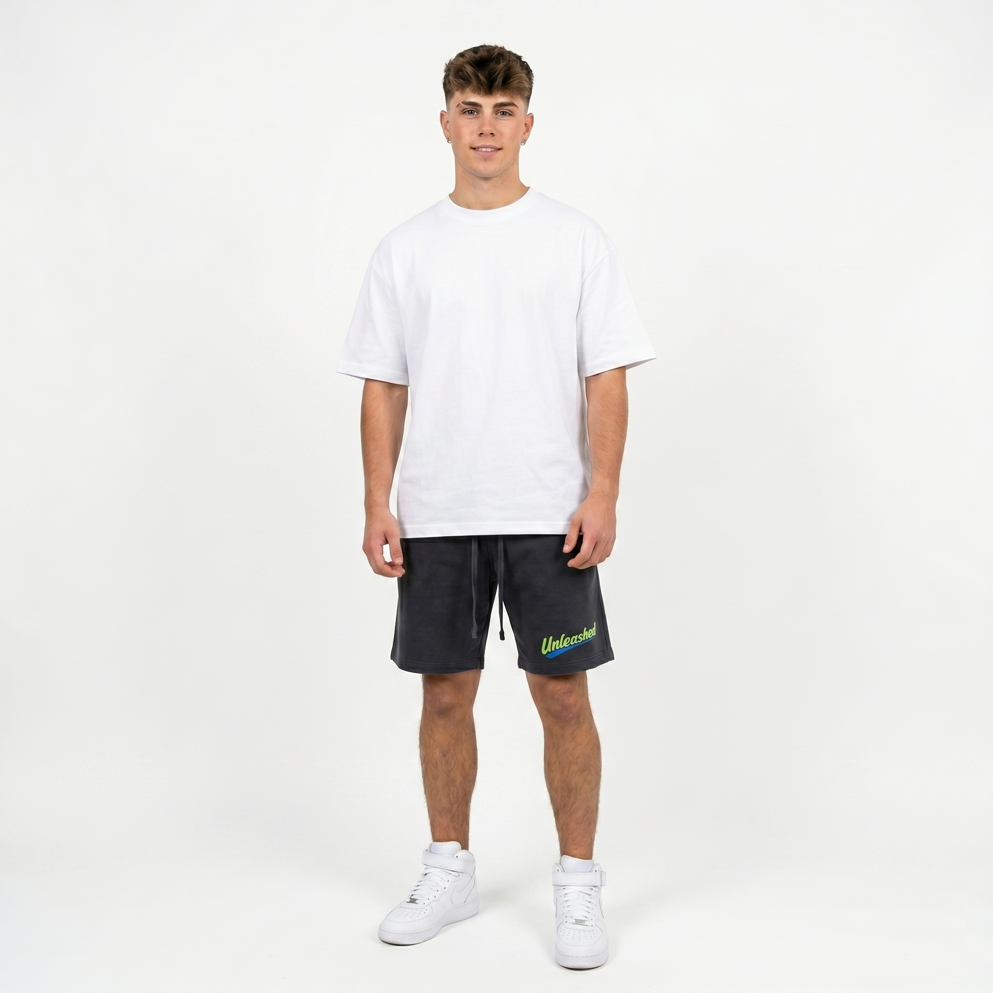 Unleashed Green Logo Cotton Shorts
