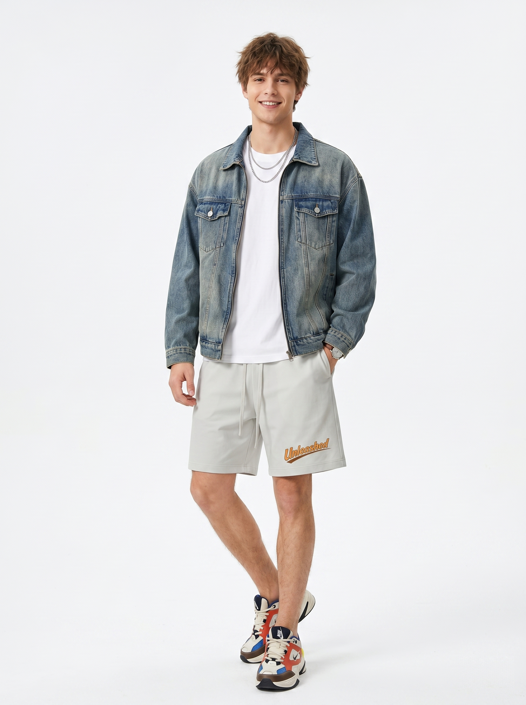 Unleashed Orange Logo Cotton Shorts
