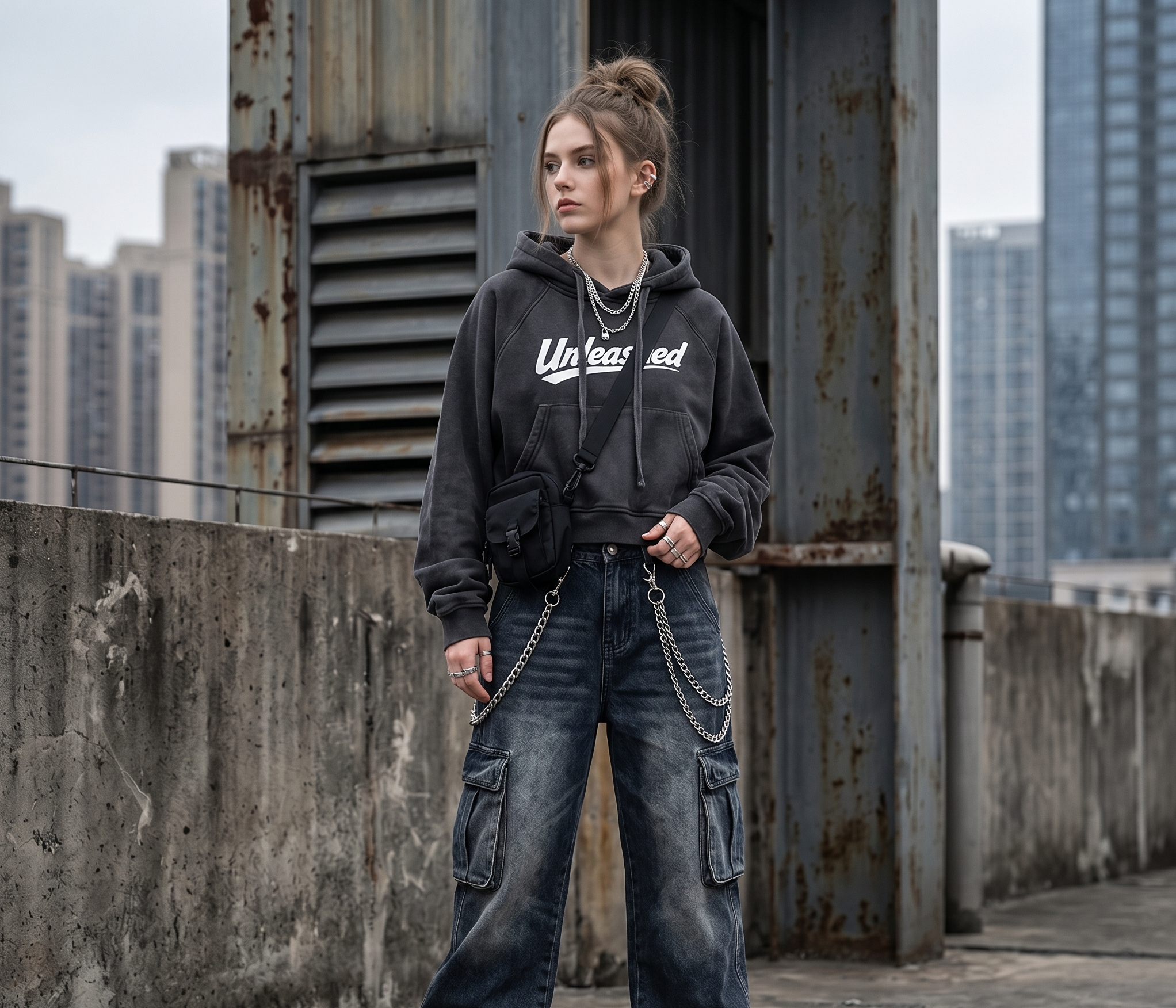 Unleashed Snow Washed Cropped Hoodie - Womens