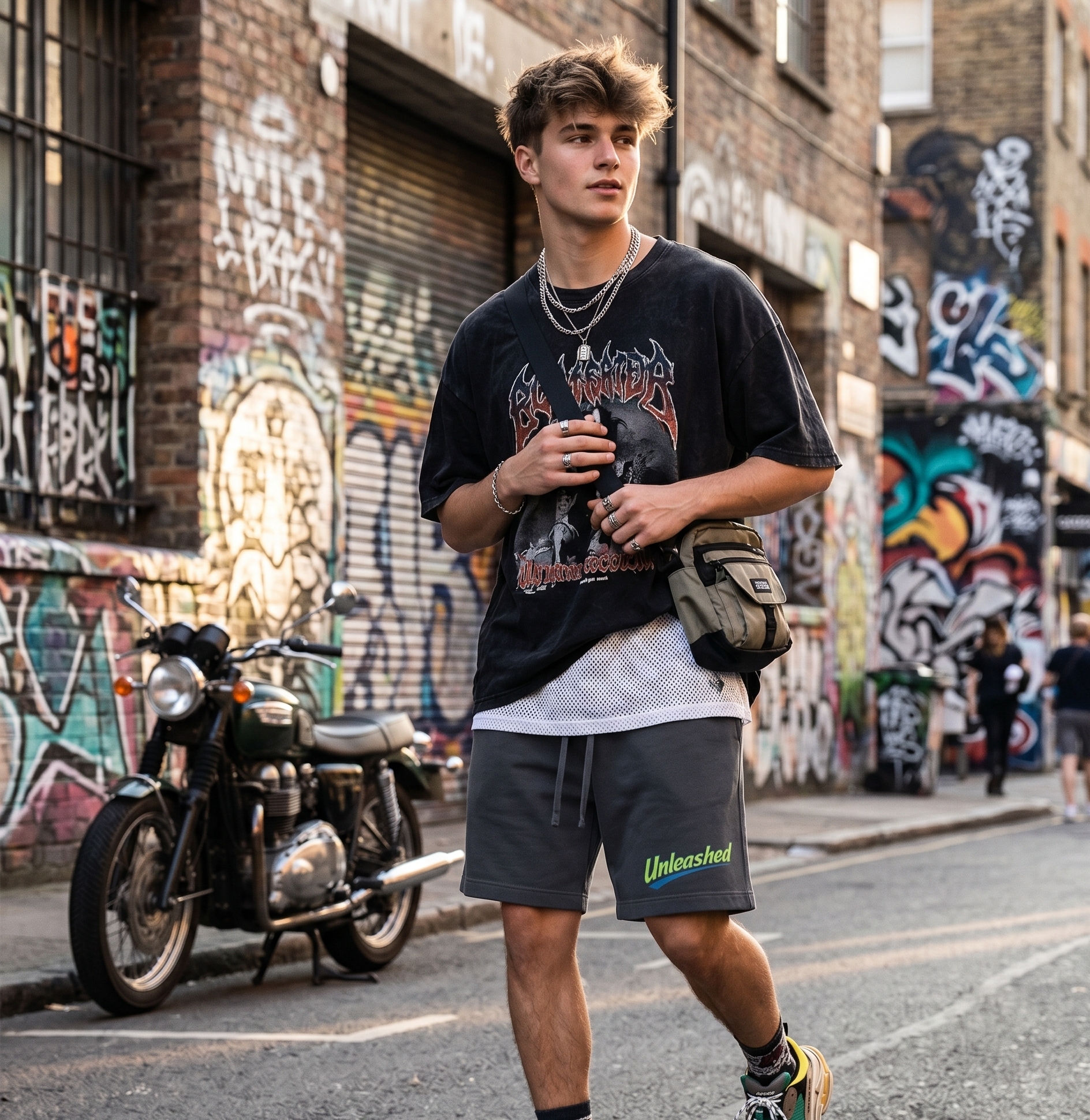 Unleashed Green Logo Cotton Shorts