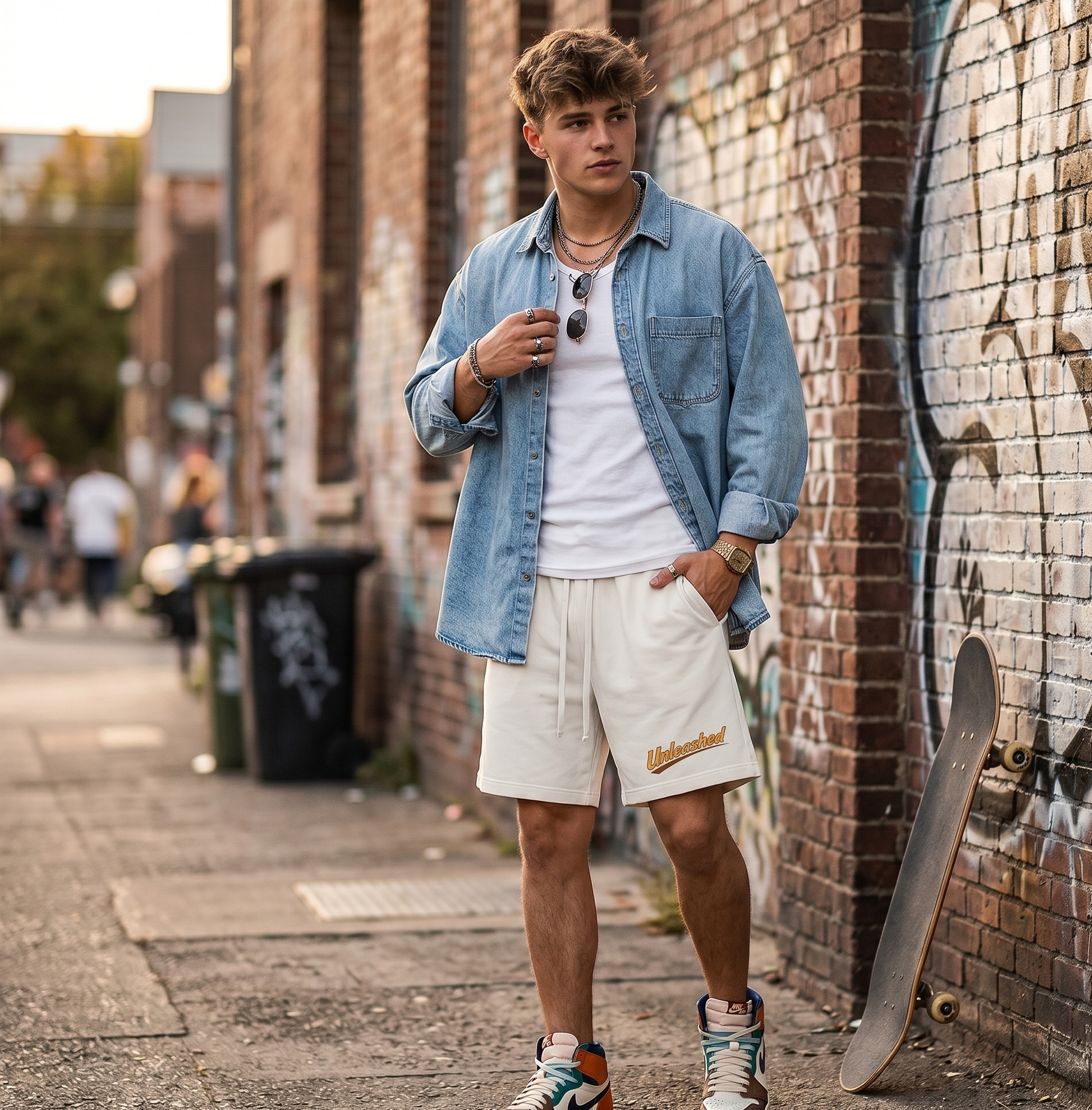 Unleashed Orange Logo Cotton Shorts